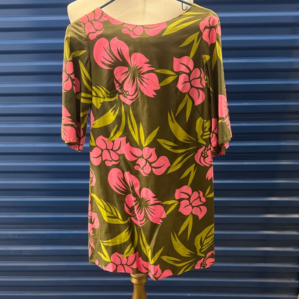 Vintage Hawaii Tropical Pink Floral Dress
